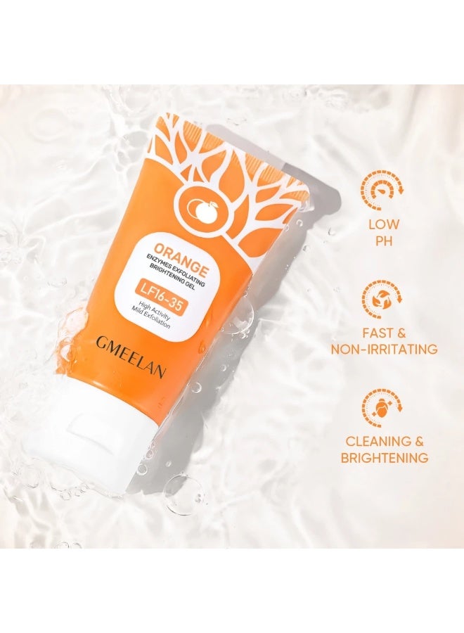 GMEELAN Skincare Set Orange Face Scrub Exfoliating Brightening Gel Peeling Gluta Whitening Lazy Cream Moisturiser Repair (Exfoliat 3pcs) - Image 4